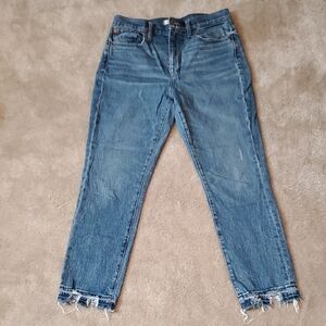 Madewell Distressed Ankle Jeans in Blue